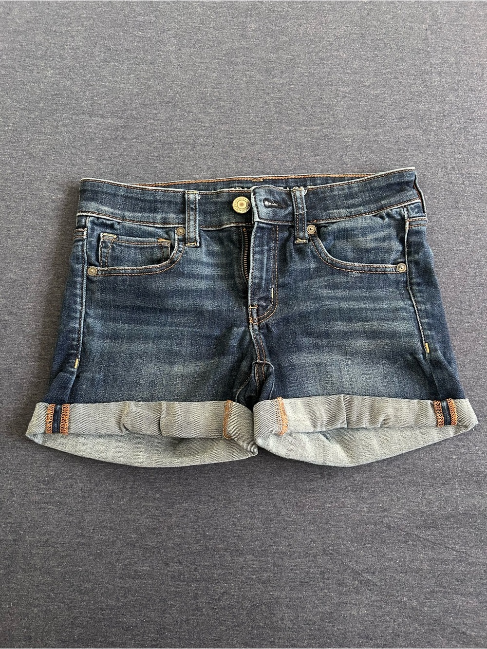 American Eagle Outfitters Dark Blue Rolled Cuff Denim Shorts